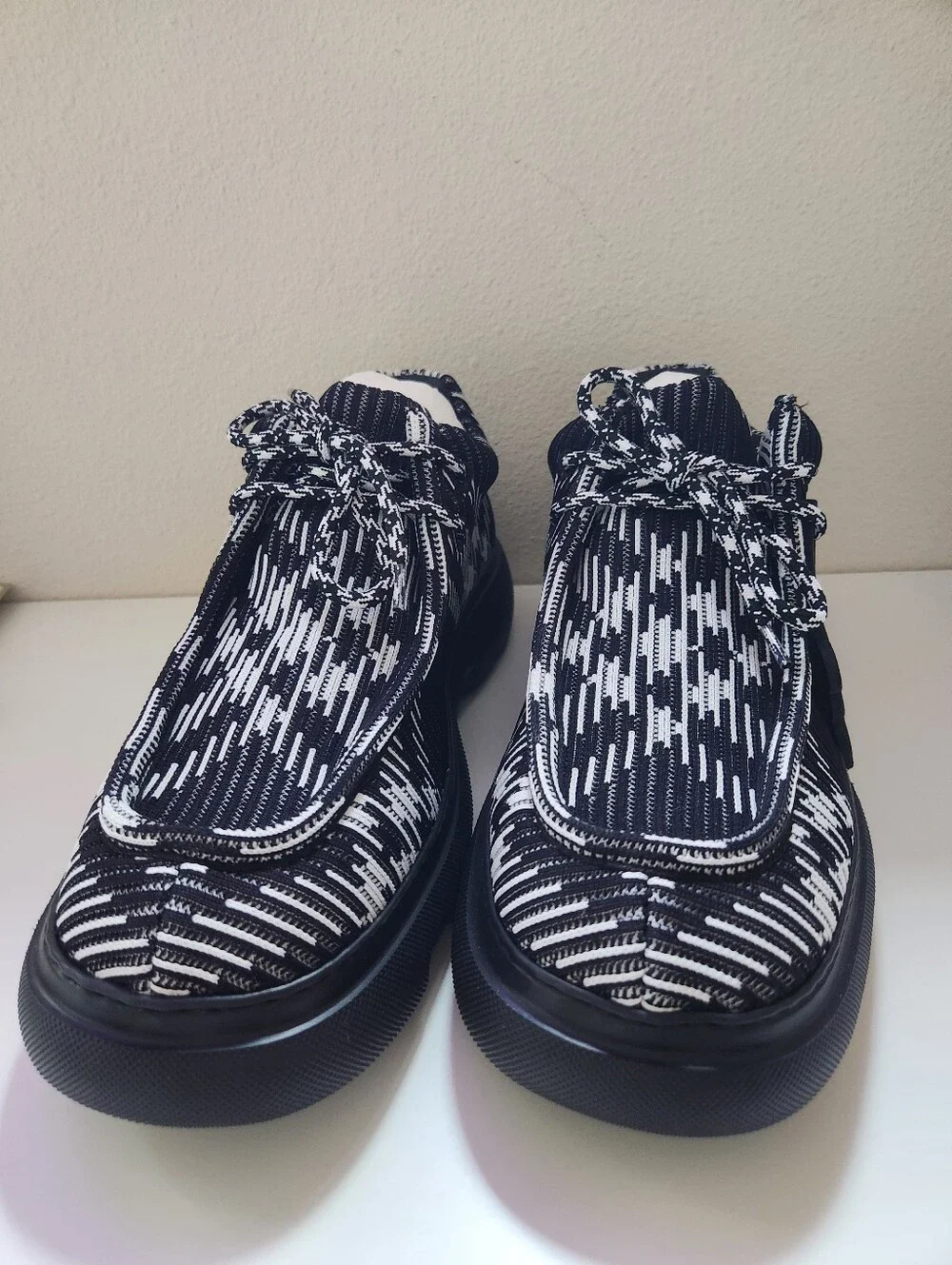 Burberry Creeper Check Woven Lace Up Shoes Mens 11 Black Round Toe EU 44